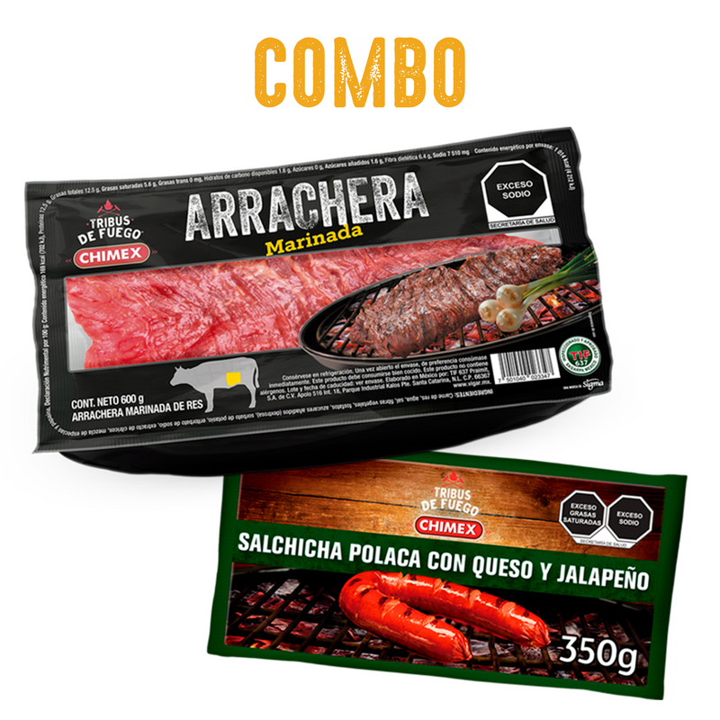 Kit Arrachera Marinada y Salchicha Tribus de Fuego